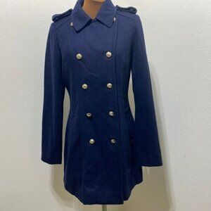 Tommy Hilfiger Women's Fitted Wool Blend Military Coat Midnight Blue SIZE 6